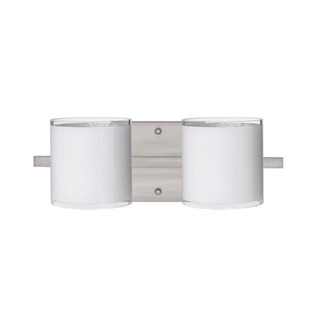 Besa Lighting Pogo Vanity, White/Inner Silver, Satin Nickel Finish, 2x50W Halogen 2WS-7180SF-SN